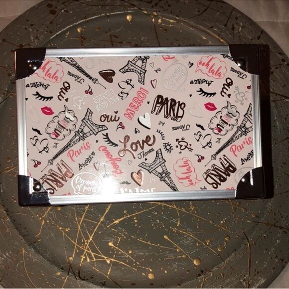 Claire’s Paris Themed Doodles Blush Pink Fuchsia Gold Balck Silver Trim Box Case - Picture 9 of 10